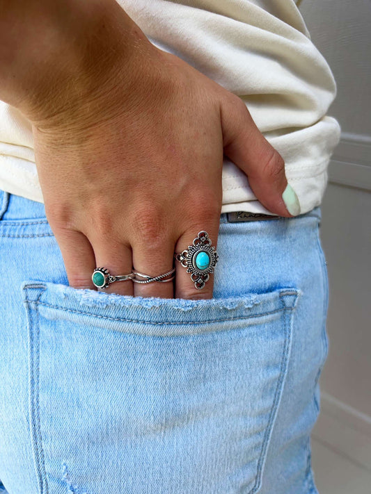 Talkin' Tenessee 7-piece Turquoise Ring Set